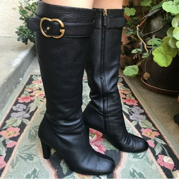 Gucci black pebbled leather boots - Picture 1 of 5